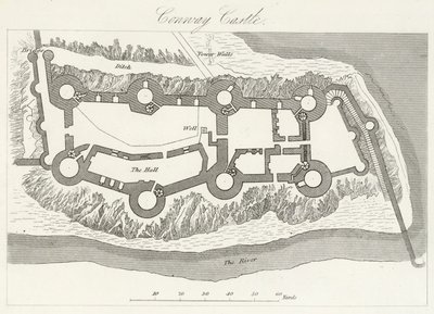 Conway Kalesi (gravür) by English School
