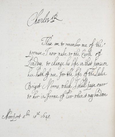 Charles II tarafından yazılmış bir mektubun kopyası, 1648 by English School