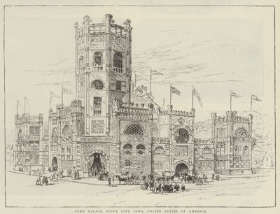 Mısır Sarayı, Sioux City, Iowa, Amerika Birleşik Devletleri (gravür) by English School