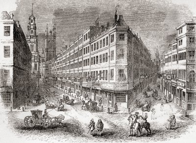 Cornhill, The Exchange ve Lombard Street, Londra, İngiltere, 19. yüzyılın ortalarında, Old England: A Pictorial Museum, pub. 1847 by English School