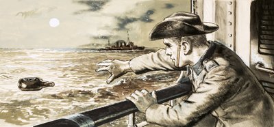 Onbaşı Martin Young bir şişede mesaj gönderiyor. by English School