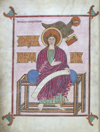 Cott Nero DIV f.209v St. John, sembolüyle, Lindisfarne İncilleri