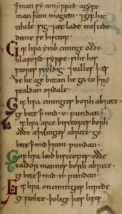 Cotton Nero A. I. f.33 King Cnut Kanun Kodu (parşömen) by English School