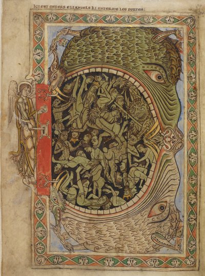 Cotton Nero C IV f.39 Bir melek tarafından tutturulmuş Cehennem çeneleri, Blois Henry