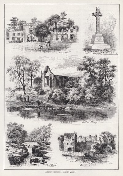 Ülke Skeçleri, Bolton Manastırı (gravür) by English School