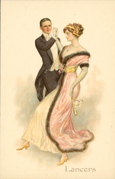 Lancers dansı yapan çift (chromolitho) by English School