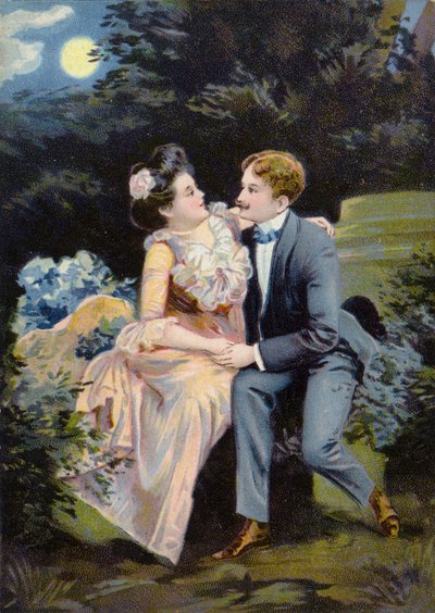 Ay ışığında oturan Çift by English School