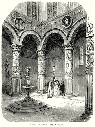 Palazzo Vecchio Avlusu (gravür) by English School