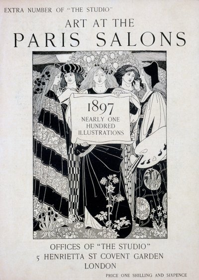 Paris Salonlarında Sanat için Kapak, The Studio dergisinin ekstra sayısı, 1897 (lito ve tipo) by English School