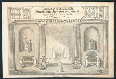 Crassweller, mobilya hırdavatçı, demirci ve çan askısı, ticaret kartı by English School
