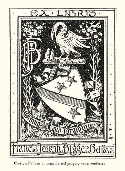 Crest, kendine uygun bir Pelikan, kanatları onaylandı (gravür) by English School