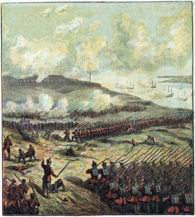 Kırım Savaşı (1853-1856): 5/11/1854 tarihinde Rusya ile İngiliz, Fransız ve Türk koalisyonunun kazandığı İnkerman (İnkerman) muharebesi. İnkerman Savaşı by English School