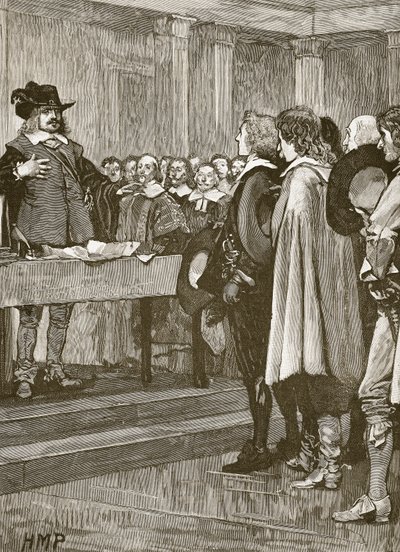 Cromwell tacı reddediyor, Cassells Illustrated History of England'dan bir çizim (sepya fotoğrafı) by English School