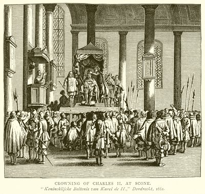 Charles II'nin Scone'da taç giymesi by English School