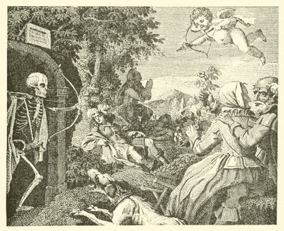 Aşk tanrısı ve ölüm (gravür) by English School