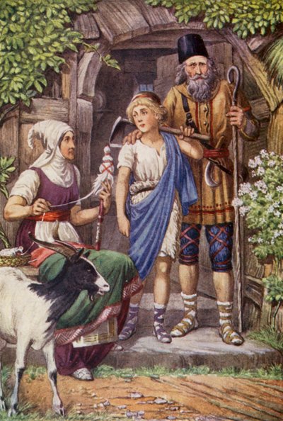 Cyrus ve çoban (renkli taş baskı) by English School