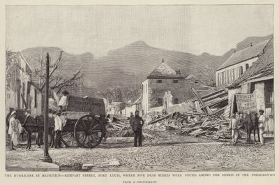 1892 Mauritius Siklonunun (lito) neden olduğu Rempart Caddesi, Port Louis