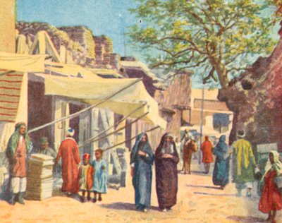 Şam, Tipik Bir Sokak (renkli taş baskı) by English School