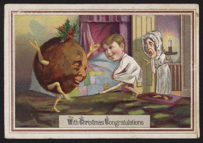 Dans eden Noel pudingi (chromolitho) by English School