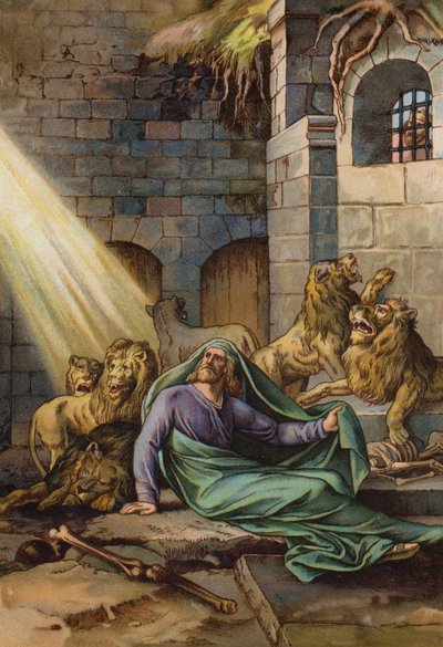 Aslanların inindeki Daniel (chromolitho) by English School