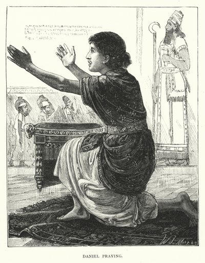 Daniel dua ediyor (gravür) by English School