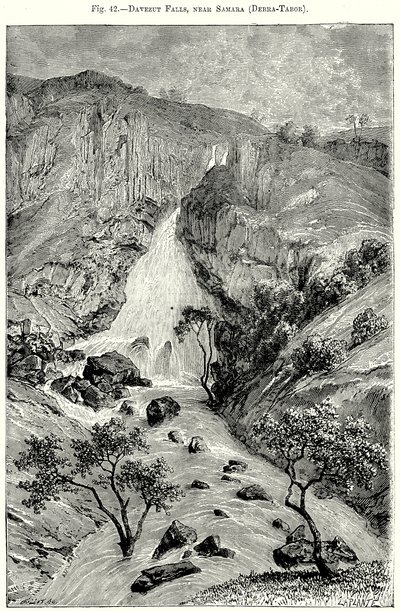 Samara yakınlarındaki Davezut Şelaleleri (Debra-Tabor) (gravür) by English School