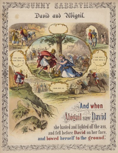 David ve Abigail (renkli gravür) by English School
