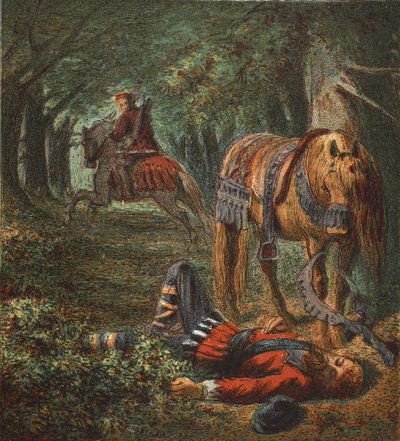 İkinci William'ın Ölümü, pub. 1890 (renkli litografi) by English School