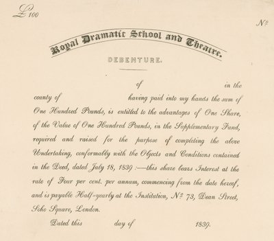 Kraliyet Dramatik Okulu ve Tiyatrosu için Tahvil, 73 Dean Street, Soho Square, Londra by English School