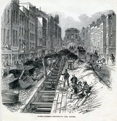 Fleet Caddesi Kanalizasyonunu Derinleştirmek, Londra, 1845 by English School