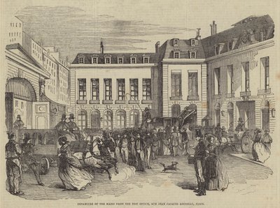 Postaların Postaneden Ayrılışı, Rue Jean Jacques Rousseau, Paris (gravür) by English School