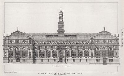 Leeds Kamu Büroları için Tasarım (gravür) by English School