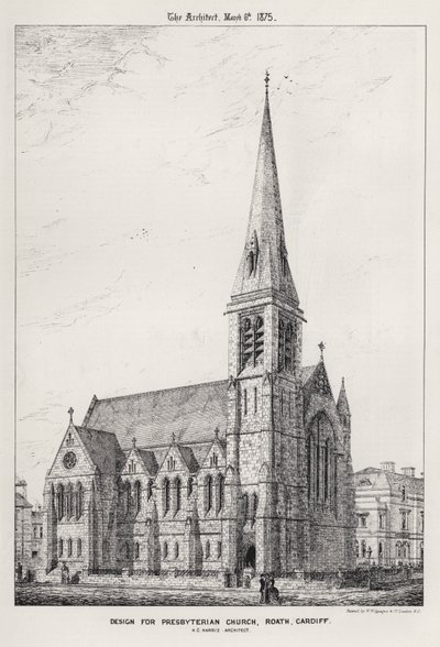 Presbiteryen Kilisesi, Roath, Cardiff (gravür) için tasarım by English School