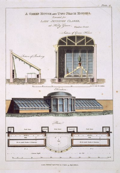 Bir Yeşil Ev ve iki Şeftali Evi için Tasarım, 1806 by English School
