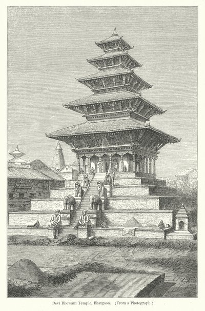Devi Bhowani Tapınağı, Bhatgaon (gravür) by English School