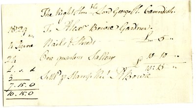 Devonshire MSS AS 3101, Pinder Simpson tarafından Lord George Cavendish için kapatılmış, Alexander Bowie