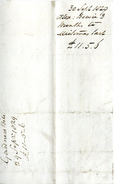 Devonshire MSS AS 3101, Pinder Simpson tarafından Lord George Cavendish için kapatılan bir bono paketinden, Alexander Bowie