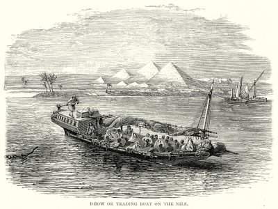 Nil Üzerinde Dhow veya Ticaret Teknesi (gravür) by English School