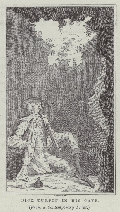 Dick Turpin mağarasında (gravür) by English School