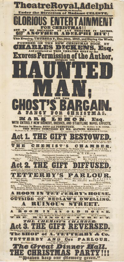 Dickens playbill: Perili Adam, Adelphi Theatre Royal