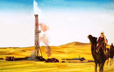 Digging for oil in the desert by English School