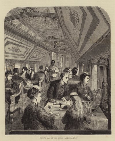Union Pacific Demiryolunda Yemek Arabası (gravür) by English School