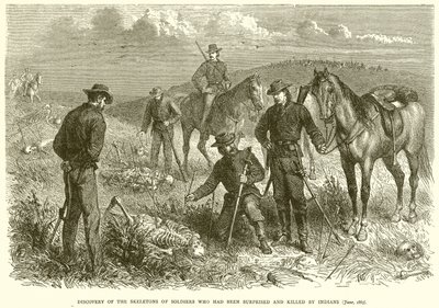 Kızılderililer Tarafından Şaşıran ve Öldürülen Askerlerin İskeletlerinin Keşfi (Haziran 1867) by English School