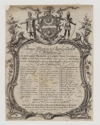 Distillers, James Morton ve Charles Bedell, ticari kart by English School