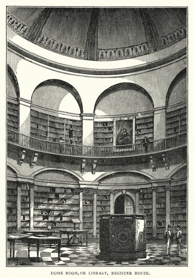 Kubbe Odası veya Kütüphane, Kayıt Evi (gravür) by English School