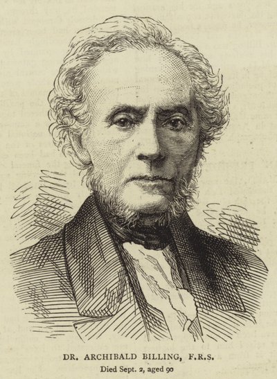 Dr Archibald Billing, FRS (gravür) by English School