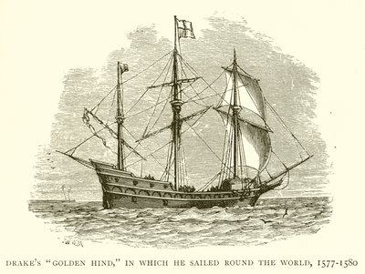 Dünyayı dolaştığı Altın Hind Drakes, 1577-1580 by English School