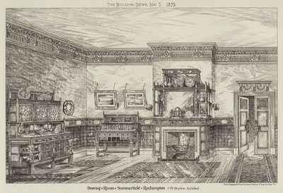 Drawing Room, Summerfield, Roehampton (gravür) by English School