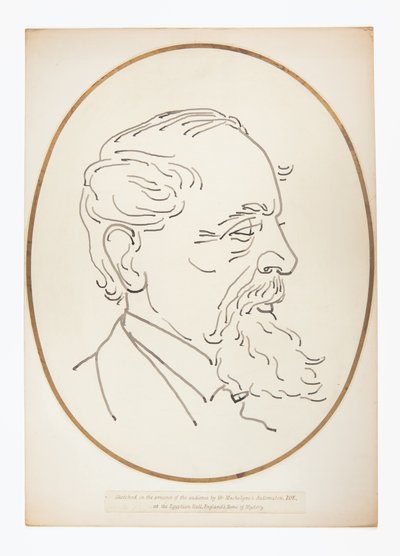 Charles Dickens'ın Bay Maskelyne'nin Otomat ZOE'si tarafından çizimi by English School