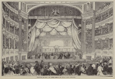 Sanat Birliği Ödülleri Çizimi, Drury Lane Tiyatrosu, Londra (gravür) by English School